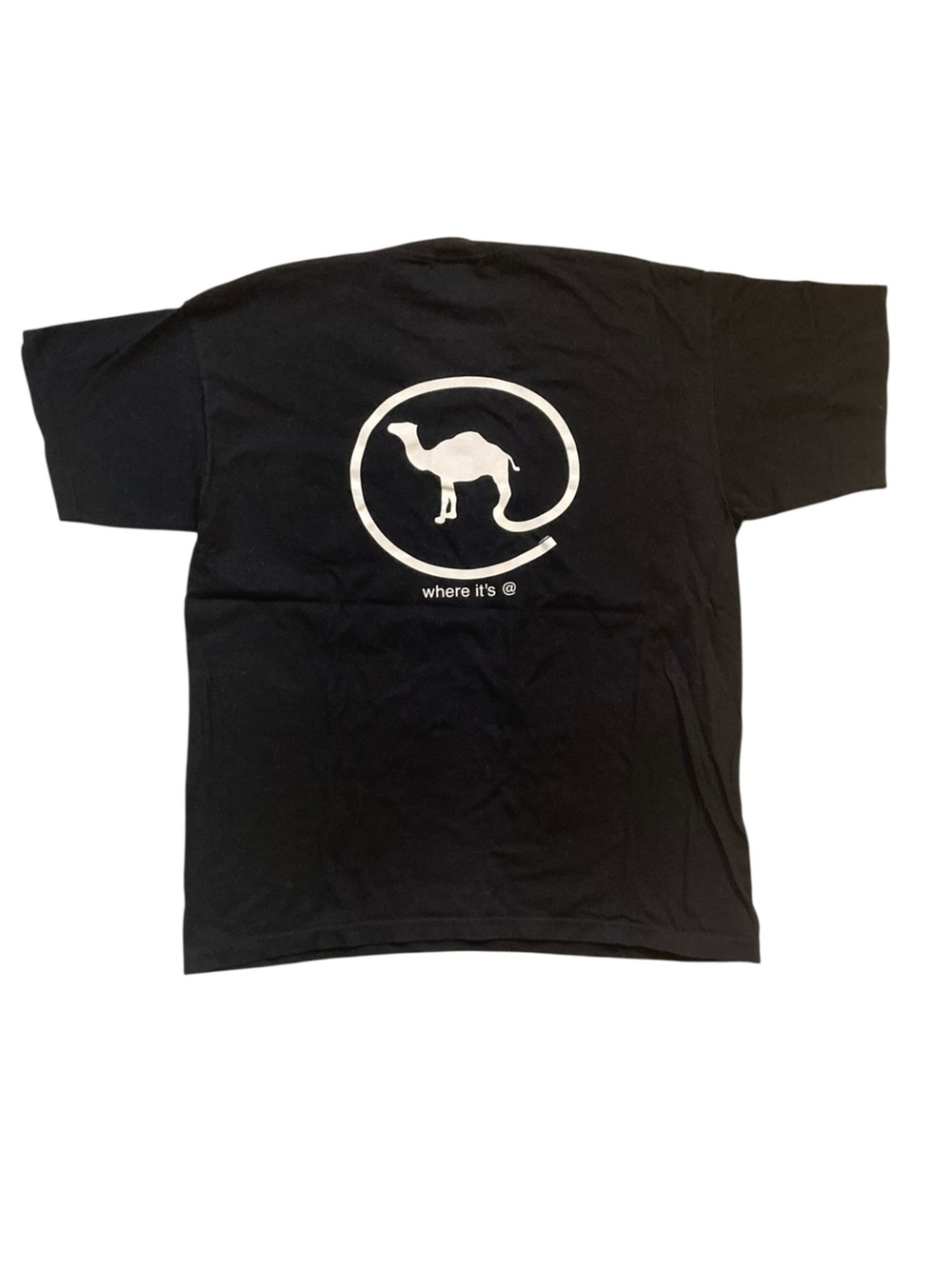 Vintage 1997 Camel "Where It's @" black pocket t-shirt in size XL